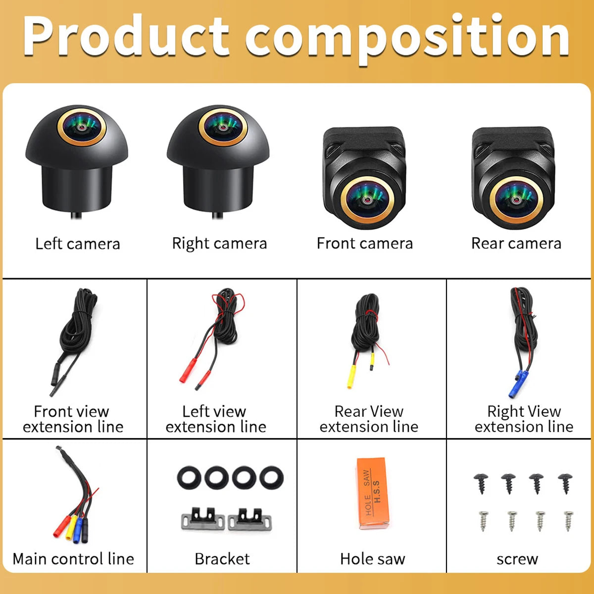 360° AHD Car Camera System – Parking & Blind Spot Assist (Compatible with Android Head Units, 12-Pin Input)